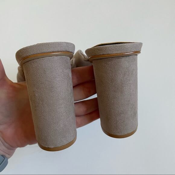 Kaari Blue Taupe Vegan Faux Suede Knot Katie Heel Sandal - Picture 5 of 6